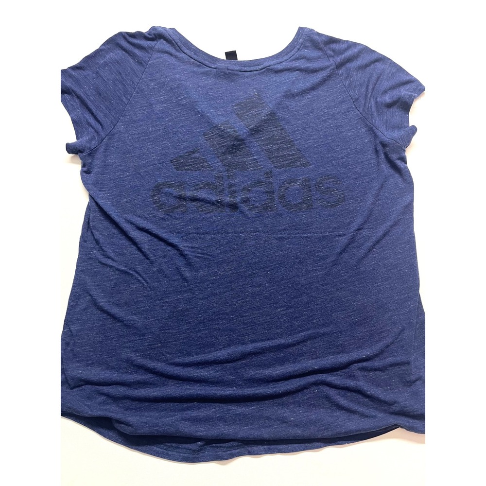 Adidas Womens Blue Inside Out Logo Workout Fitness Tshirt XL 0400